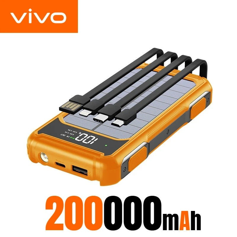 VIVO 200000mAh Solar Power Bank Large Capacity 4 in 1 Built