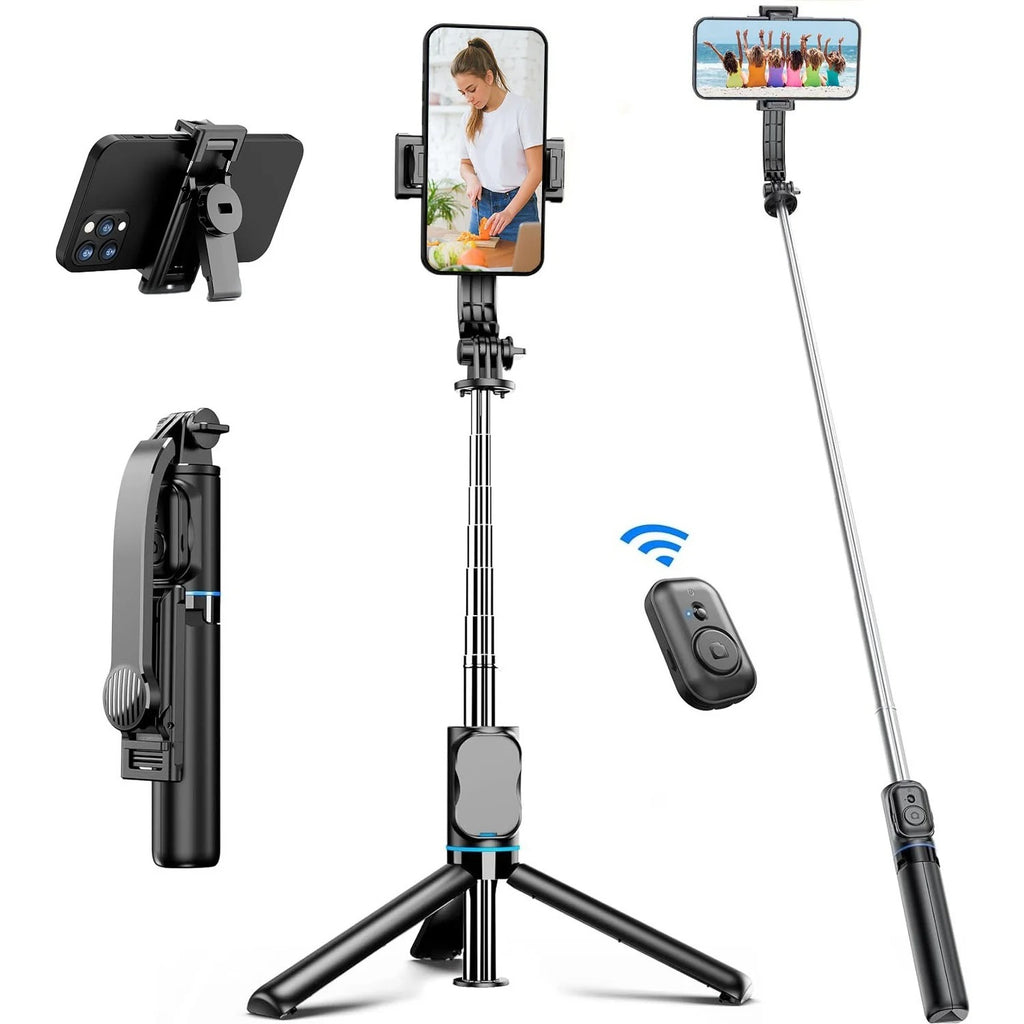 Wireless Selfie Stick Tripod Stand with Bluetooth Remote 42"