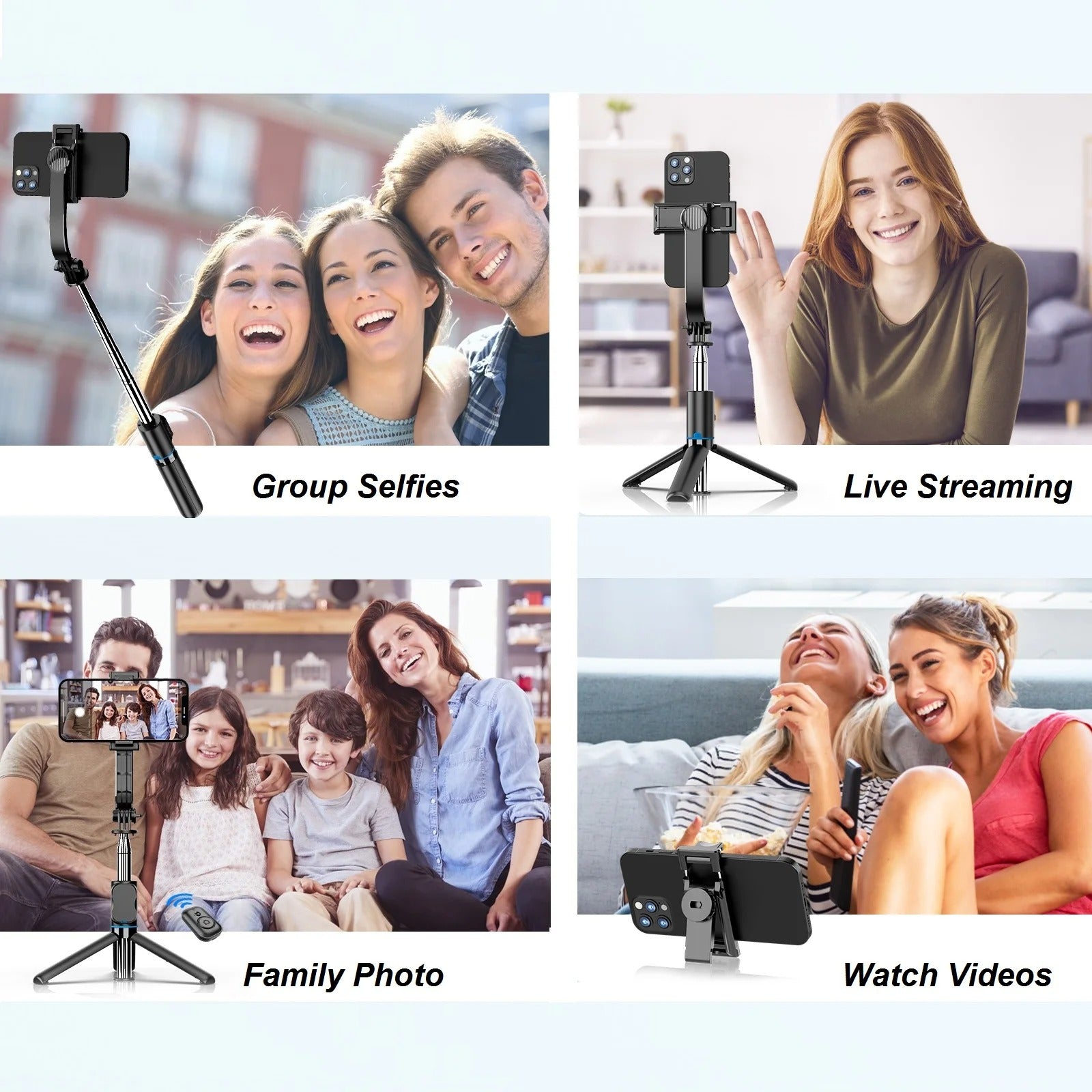 Wireless Selfie Stick Tripod Stand with Bluetooth Remote 42"