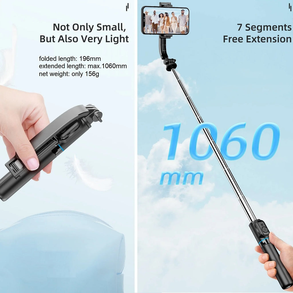 Wireless Selfie Stick Tripod Stand with Bluetooth Remote 42"
